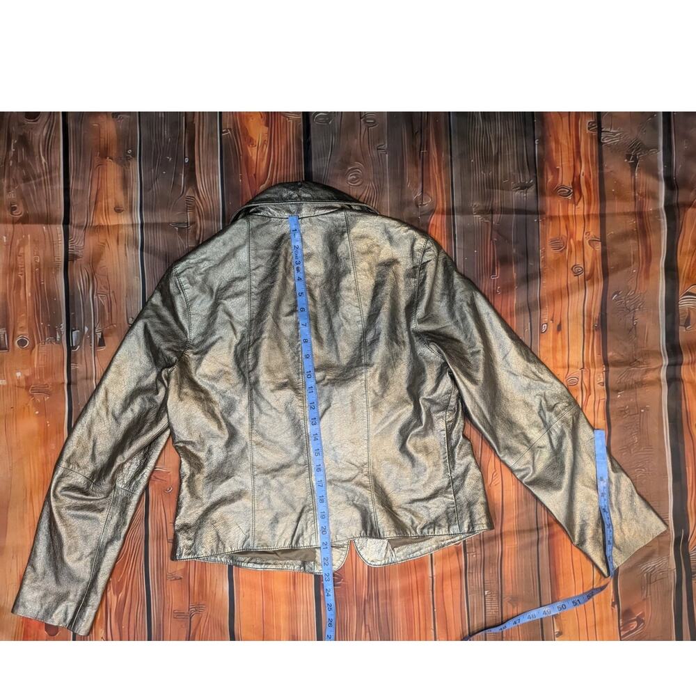 Cabi Leather One Button Size 16 Metallic Gold jacket - Picture 9 of 11